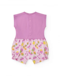 Combinaison en tricot pour fille couleur mauve avec imprimé de fruits