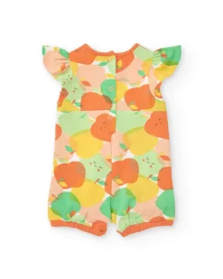 Combinaison en tricot pour fille avec imprimé de fruits et volants