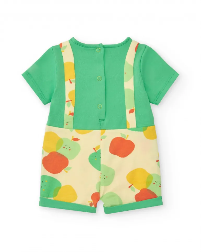 Combinaison en tricot pour garçon avec imprimé de pommes et poche frontale
