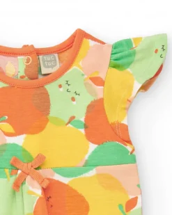 Combinaison en tricot pour fille avec imprimé de fruits et volants