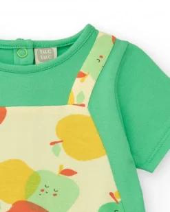 Combinaison en tricot pour garçon avec imprimé de pommes et poche frontale