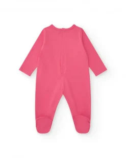 Combinaison fuchsia pour fille avec imprimé d'éléphant, palmier et pois