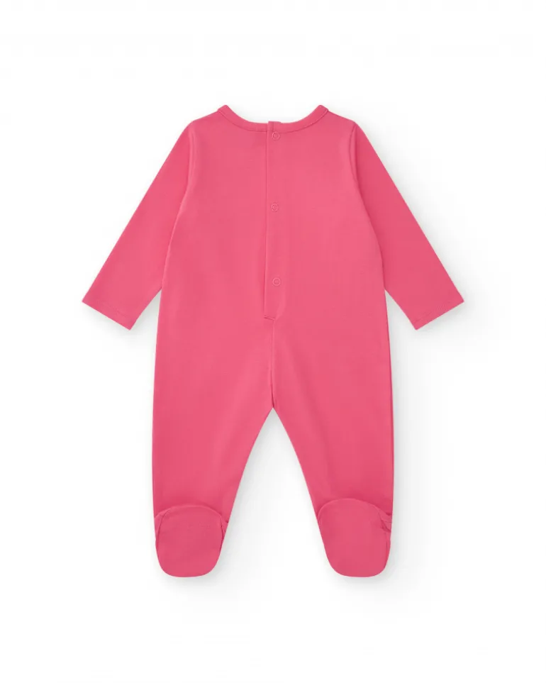 Combinaison fuchsia pour fille avec imprimé d'éléphant, palmier et pois