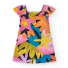 Combinaison pour fille multicolore avec manches bouffantes et encolure froncée.