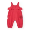 Combinaison rouge pour fille avec volants et poches avec applique de poisson