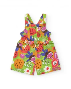Combishort pour fille avec bretelles croisées et imprimé de fruits