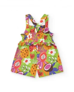 Combishort pour fille avec bretelles croisées et imprimé de fruits