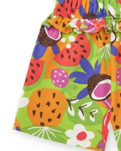 Combishort pour fille avec bretelles croisées et imprimé de fruits