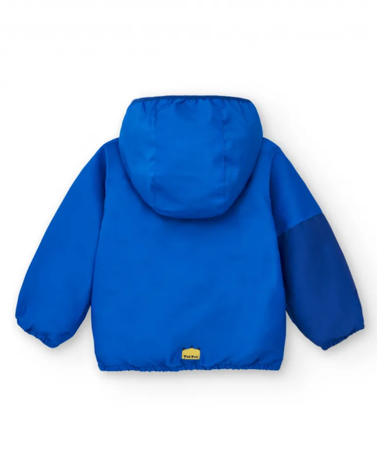 Coupe-vent bleu et jaune pour garçon avec capuche et imprimé animal