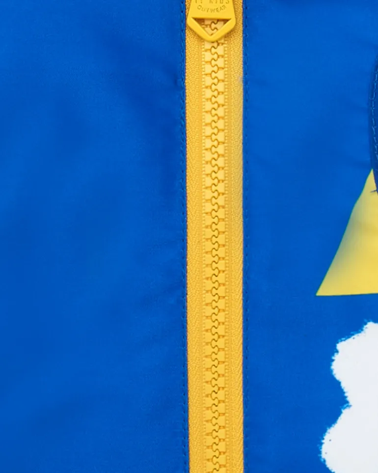 Coupe-vent bleu et jaune pour garçon avec capuche et imprimé animal