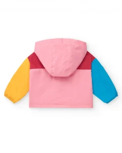 Coupe-vent multicolore avec un imprimé amusant et une capuche Happy Garden
