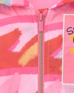 Coupe-vent multicolore pour fille avec capuche et fermeture éclair