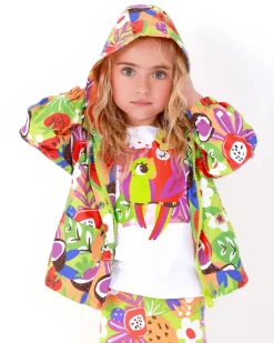 Coupe-vent pour fille avec imprimé de fruits et capuche