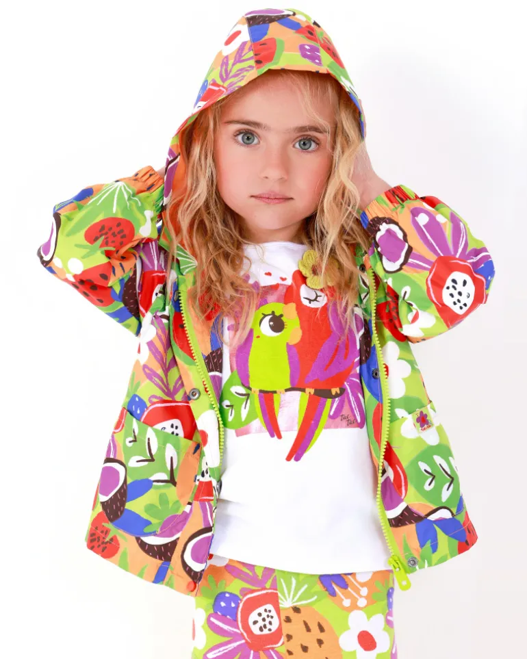 Coupe-vent pour fille avec imprimé de fruits et capuche