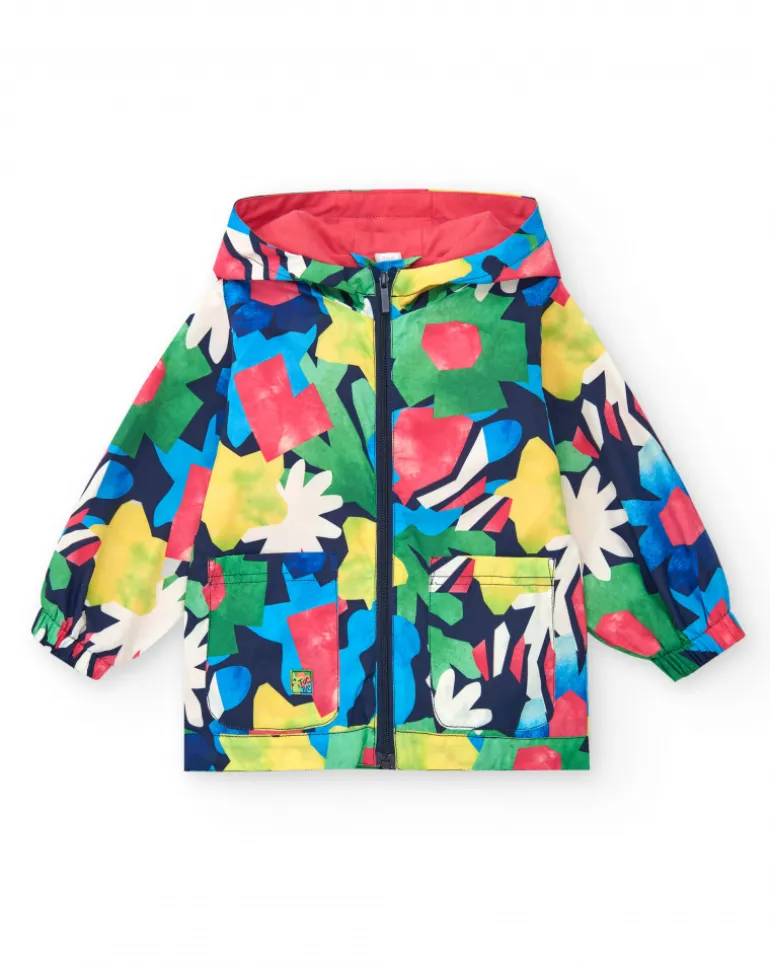Coupe-vent pour fille avec imprimé abstrait et couleurs vibrantes