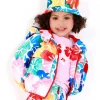 Coupe-vent pour fille avec imprimé floral multicolore et capuche