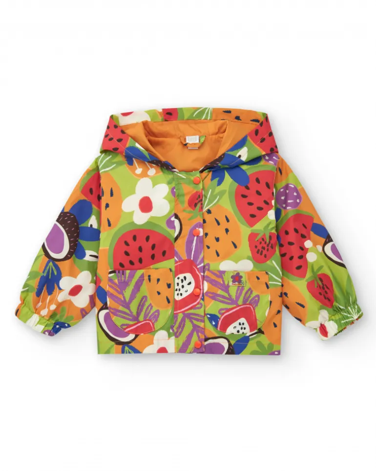 Coupe-vent pour fille avec imprimé de fruits et capuche