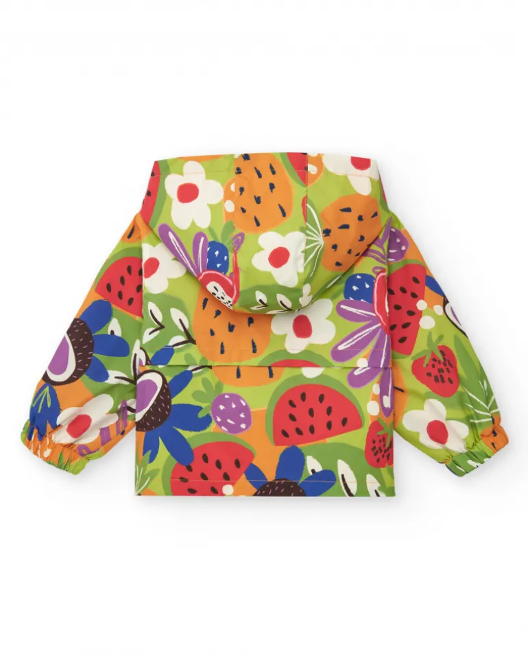 Coupe-vent pour fille avec imprimé de fruits et capuche