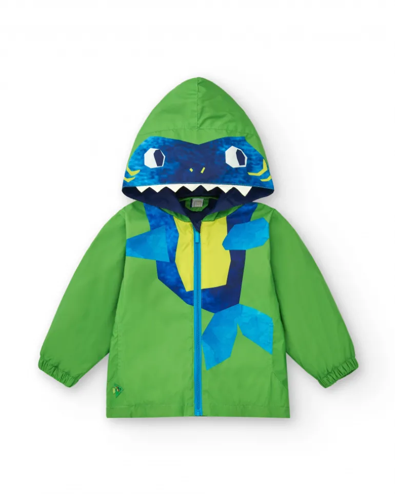 Coupe-vent vert pour garçon avec design de requin