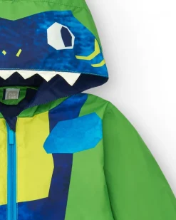 Coupe-vent vert pour garçon avec design de requin