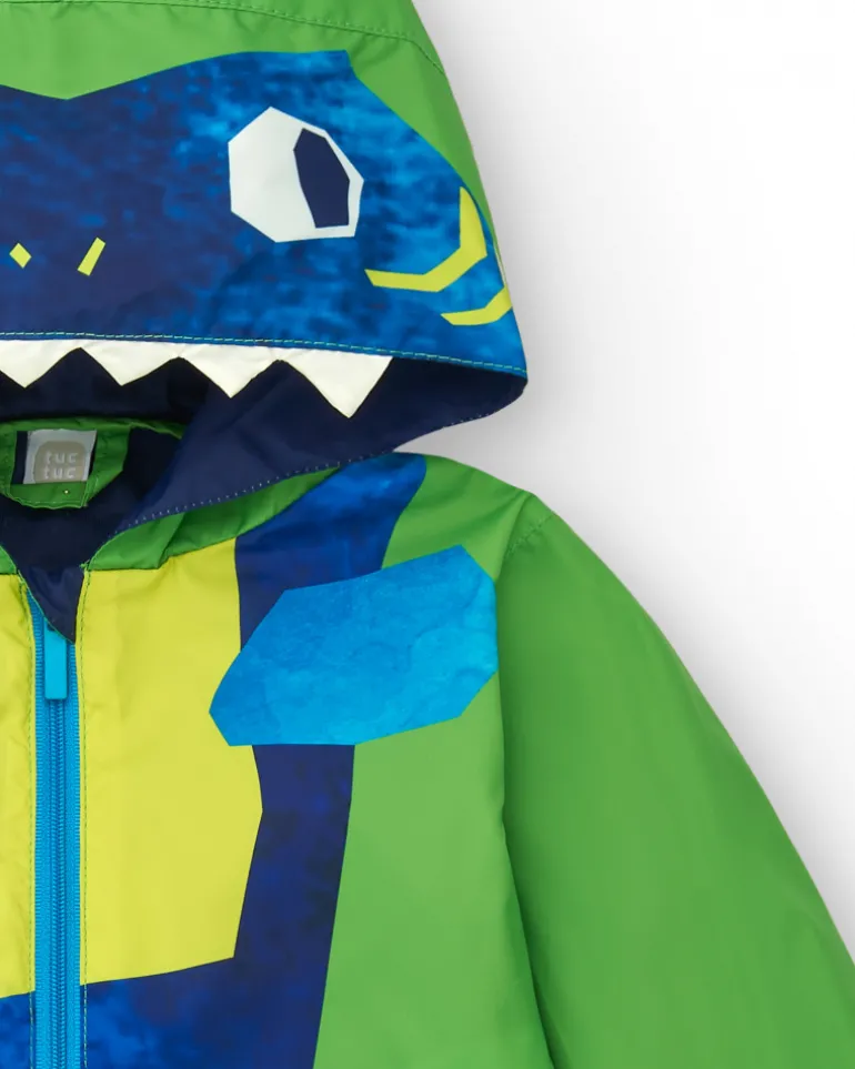 Coupe-vent vert pour garçon avec design de requin