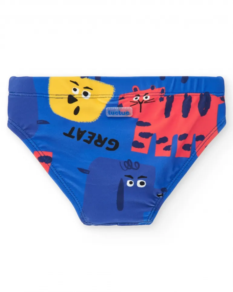 Culotte de bain bleue pour garçon avec animaux tropicaux