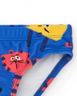Culotte de bain bleue pour garçon avec animaux tropicaux