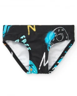 Culotte de bain noire pour garçon avec imprimé coloré