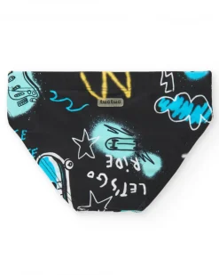Culotte de bain noire pour garçon avec imprimé coloré