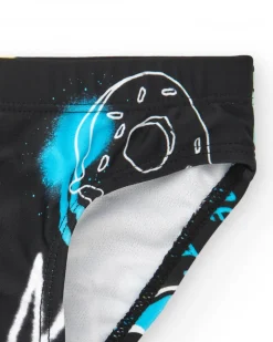 Culotte de bain noire pour garçon avec imprimé coloré