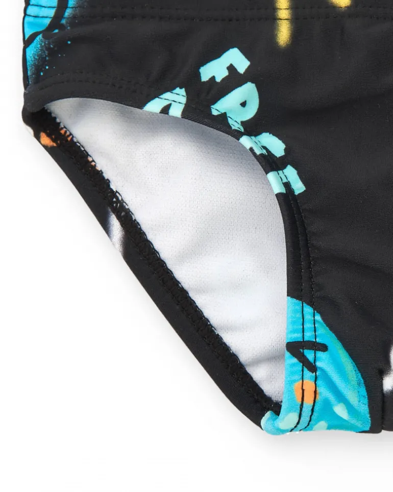 Culotte de bain noire pour garçon avec imprimé coloré