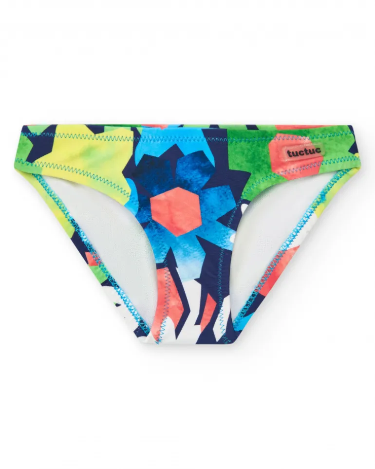 Culotte de bain verte, bleue et rouge pour fille