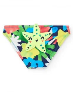 Culotte de bain verte, bleue et rouge pour fille