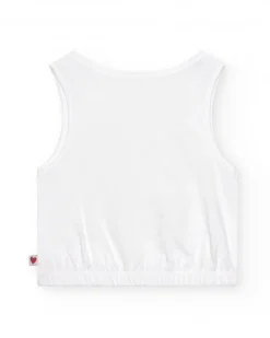 Débardeur pour fille en blanc avec imprimé brillant.