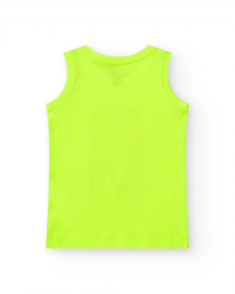 Débardeur pour garçon en jaune avec imprimé surfeur.