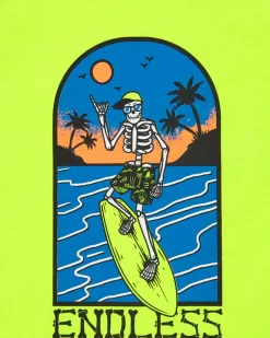 Débardeur pour garçon en jaune avec imprimé surfeur.