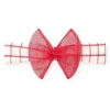 Diadème en tricot pour fille avec carreaux rouges et blancs et nœud en tulle