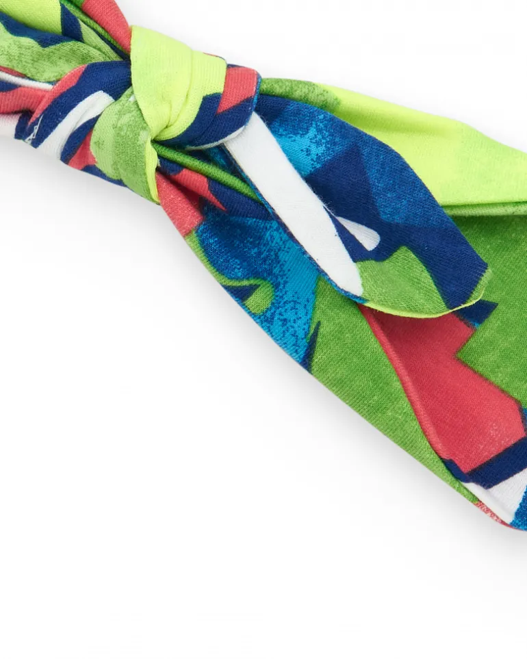 Diadème en tricot pour fille avec nœud tricolore