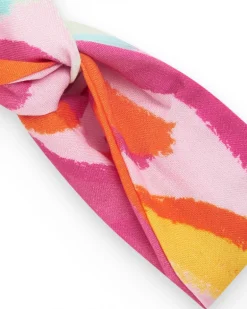 Diadème multicolore en tricot pour fille avec nœud décoratif
