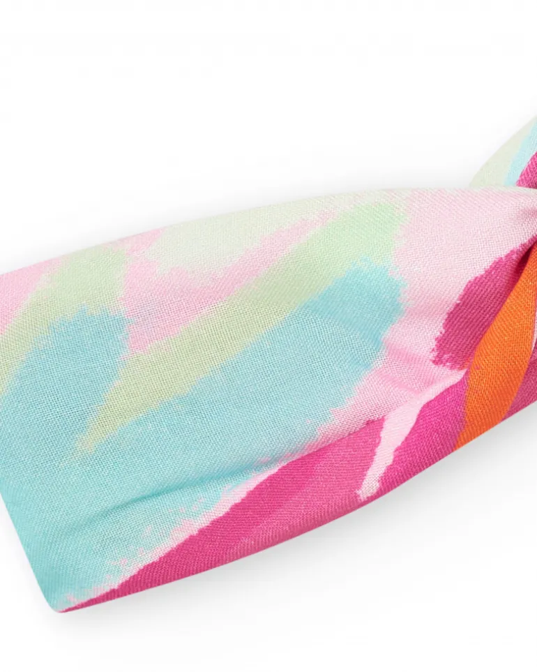 Diadème multicolore en tricot pour fille avec nœud décoratif
