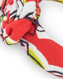 Diadème rigide blanc pour fille avec design floral en rouge, vert et rose