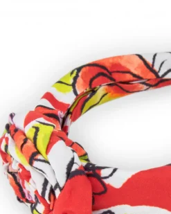 Diadème rigide blanc pour fille avec design floral en rouge, vert et rose
