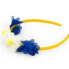 Diadème rigide jaune pour fille avec fleurs bleues et blanches