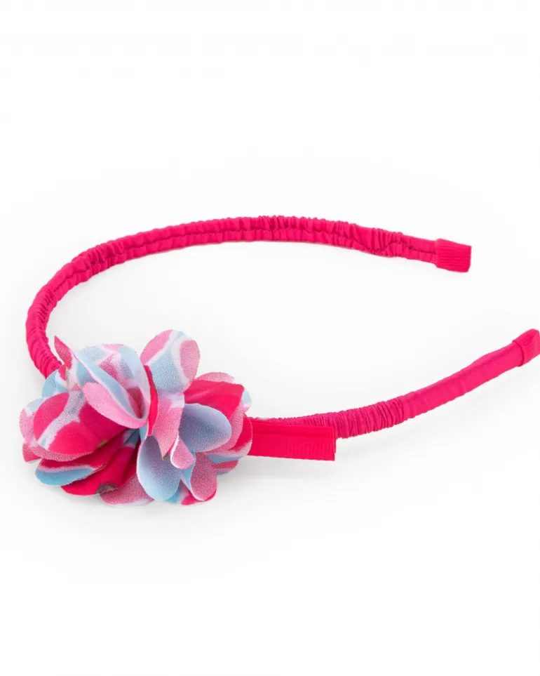 Diadème rigide rose pour fille avec fleur décorative