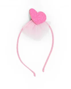 Diadème rigide rose pour fille avec cœur décoratif