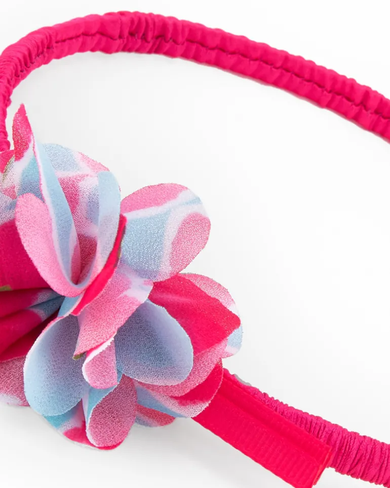 Diadème rigide rose pour fille avec fleur décorative