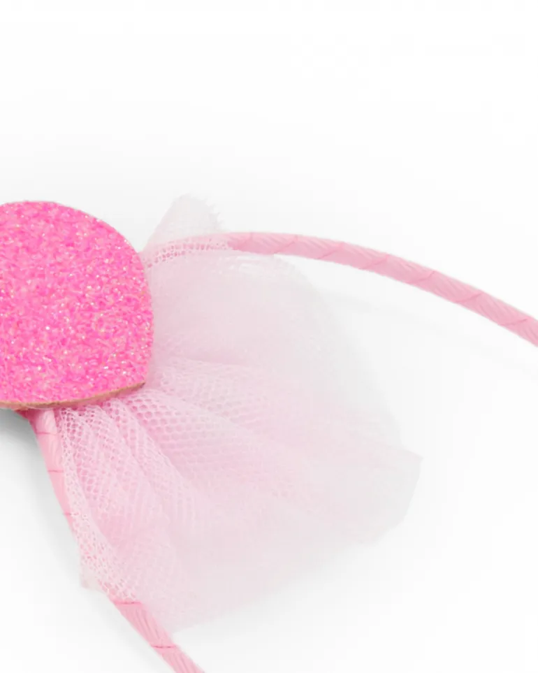 Diadème rigide rose pour fille avec cœur décoratif