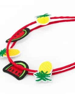 Diadème rouge pour fille avec broderies de fruits
