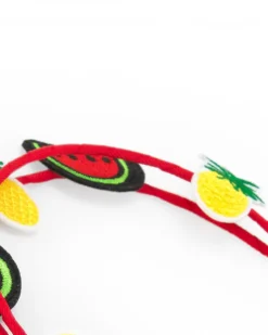 Diadème rouge pour fille avec broderies de fruits