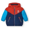 Doudoune garçon bleue et rouge à capuche collection Big Brains